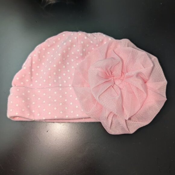 🐲3 FOR $9🦄 Baby Essentials Girls Polka Dot Tulle Flower Hat Cap Beanie Cuffed - Picture 1 of 2